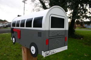 Image of Grey Split Window Volkswagen Bus Mailbox by TheBusBox - Choose your color VW Gray Splitty