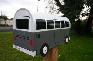 Image of Grey Split Window Volkswagen Bus Mailbox by TheBusBox - Choose your color VW Gray Splitty