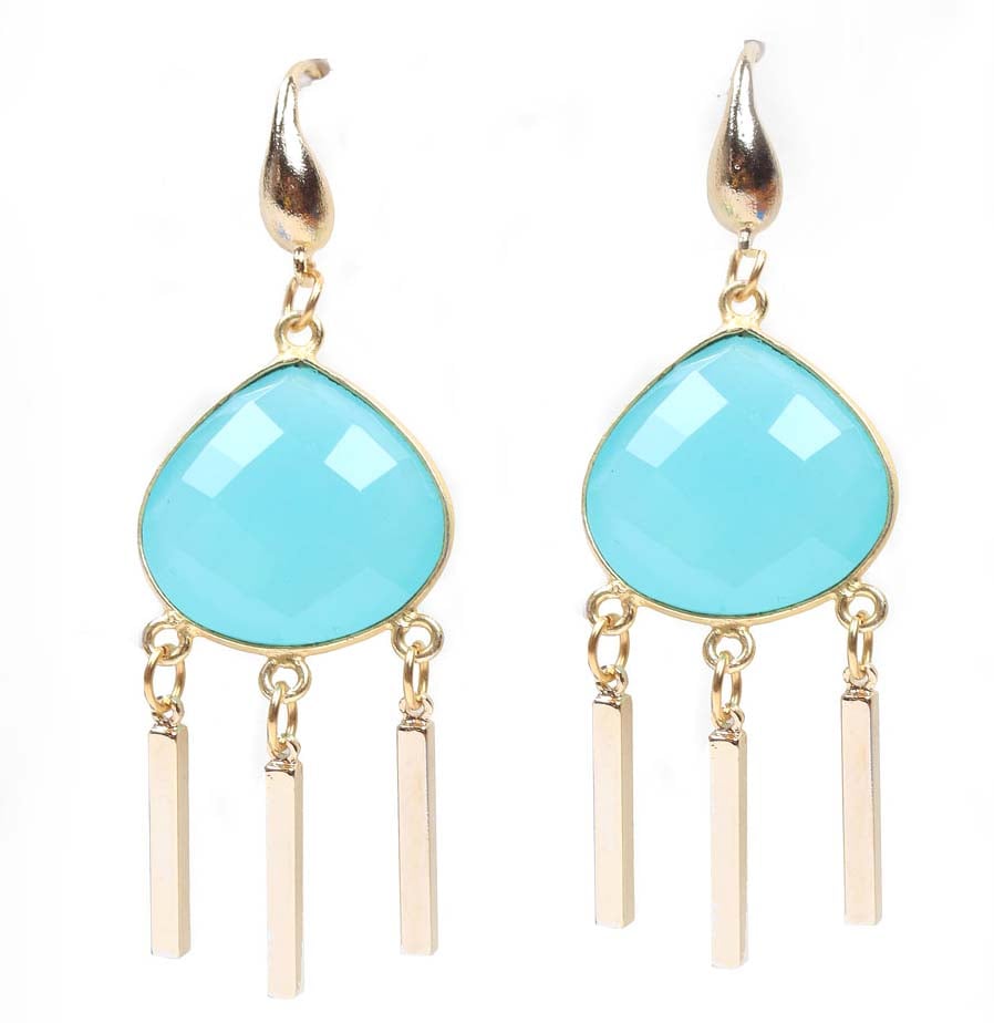 Image of AQUA DROPLET CHANDELIER EARRINGS