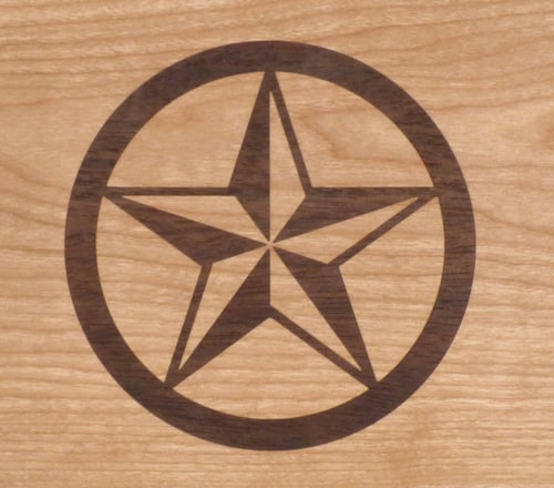 Image of Serving Board with Texas Star Wood Inlay Design