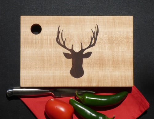 Image of Cutting Board with Deer Antler Inlay