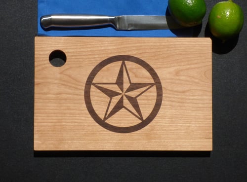 Image of Serving Board with Texas Star Wood Inlay Design