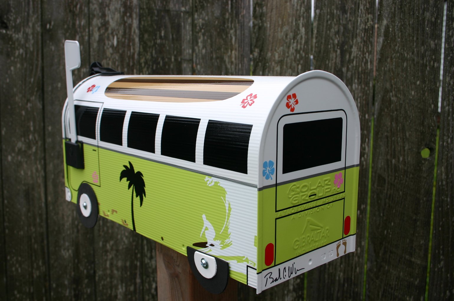 Lime Green Surf Themed Volkswagen Bus Mailbox by TheBus Box - Choose ...