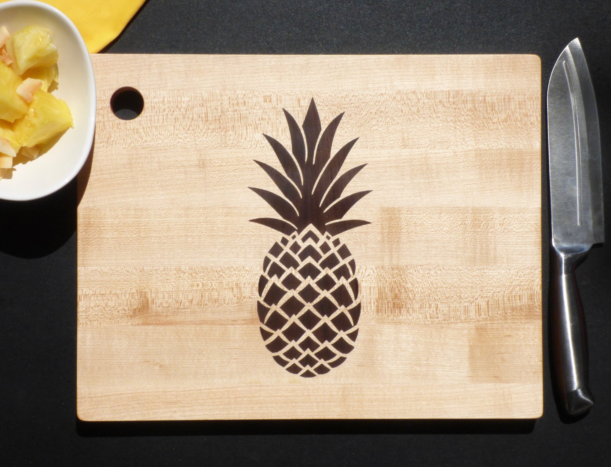 Cutting Board with Tropical Pineapple Inlay Design