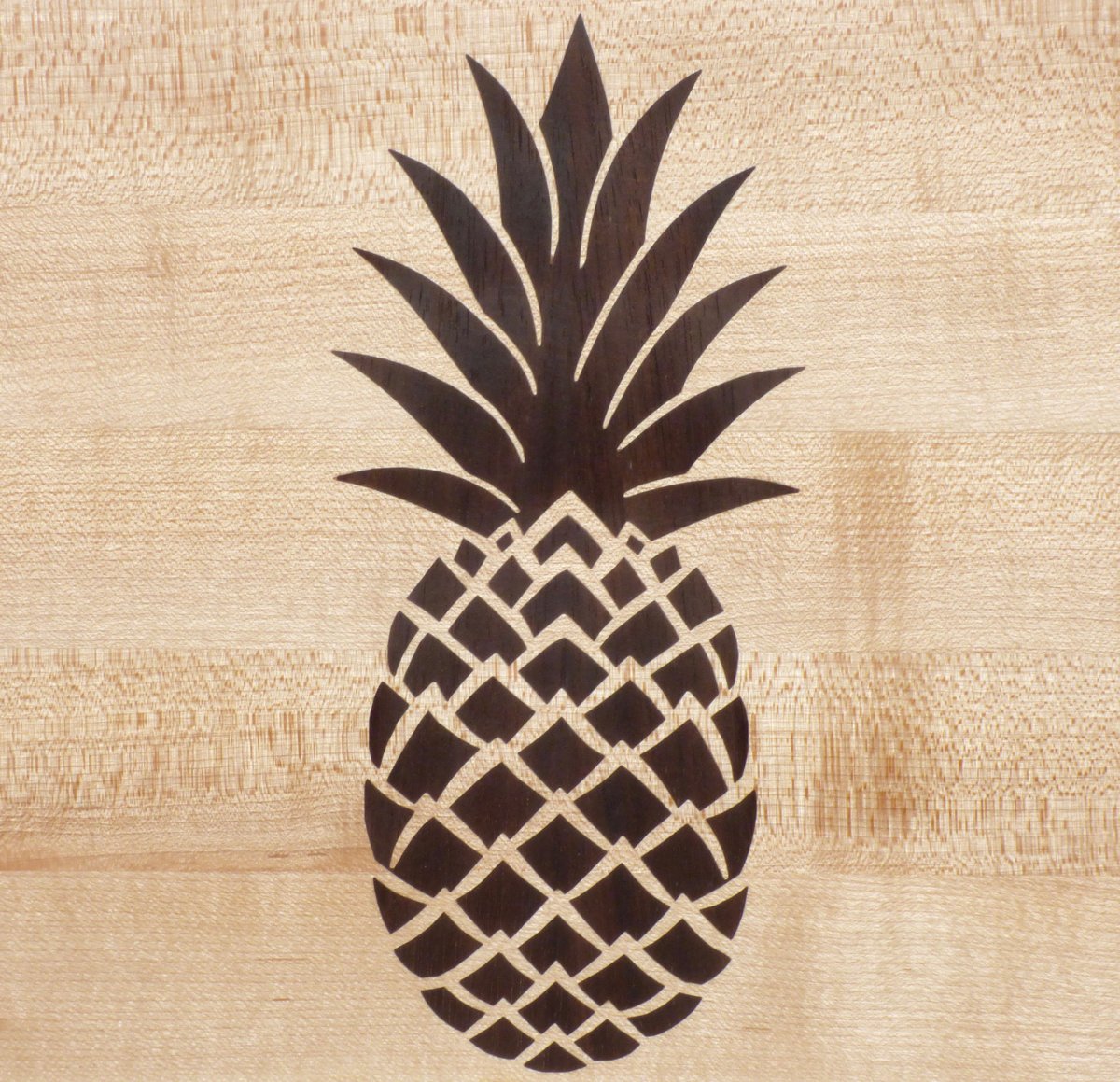 Cutting Board with Tropical Pineapple Inlay Design