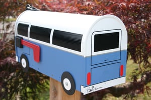 Image of Wildflower Blue Two Tone Bay Window Volkswagen Bus Mailbox by TheBusBox VW
