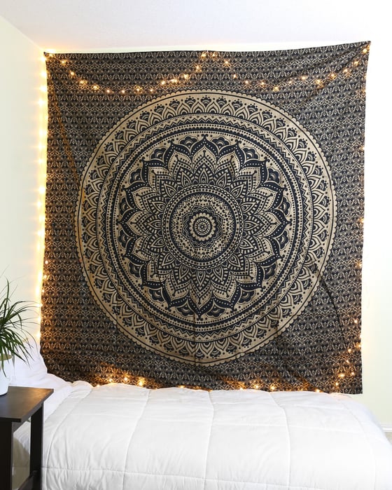 Image of Black and Gold Mandala Throw 