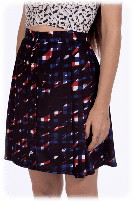 Image of 50% OFF - Pleated Snap Front Skirt - Splashed Check