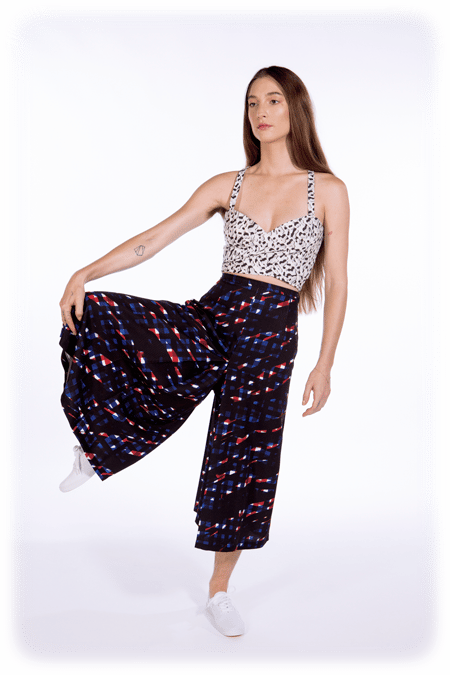 Image of 50% OFF - Deep Pleat Culottes - Splashed Check