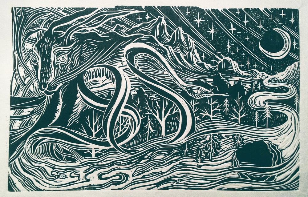 Image of Three Kinds of Flight: Small Woodcut