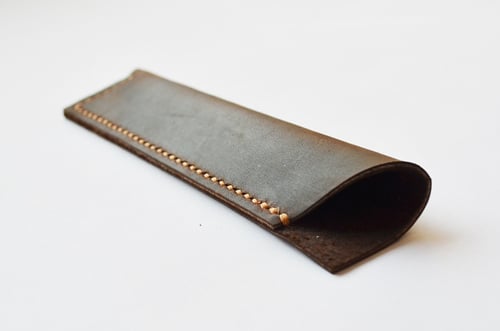 Image of Hand Stitched Genuine Natural Leather Pen Holder, Leather Pen Case D02
