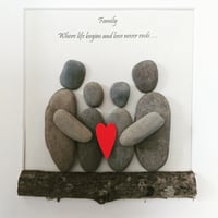 Image 3 of Family of 4 with red love heart artwork