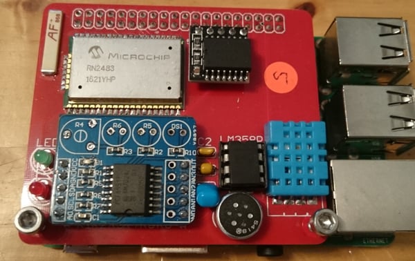 Image of LoRaWAN radio and sensor board for Raspberry Pi