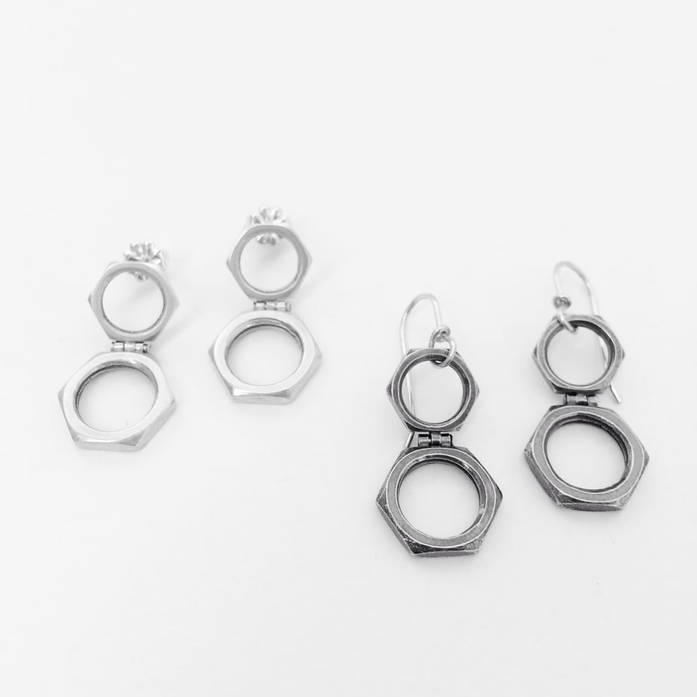 Image of Hinged double nut earring