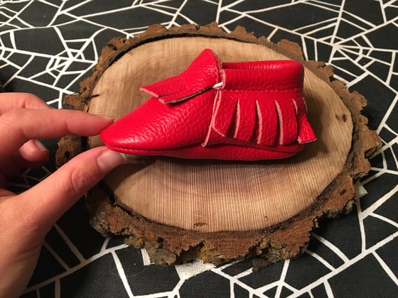 Image of Christmas Red-  Genuine Leather Moccasins