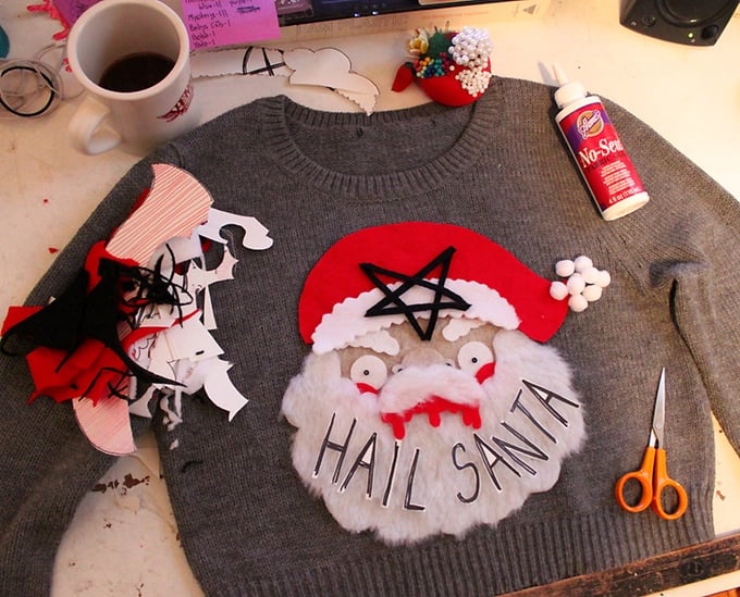 Handsewn Hail Santa Knit Sweater