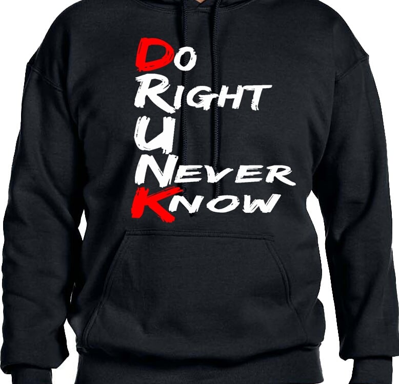 Image of DRUNK WEAR BY LD – Black & Gold “DO RIGHT U NEVER KNOW” Hoodie