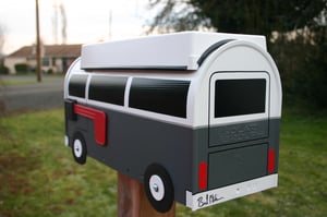 Image of Gray Two Tone Bay Window Volkswagen Camper Bus Mailbox by TheBusBox - Choose your color VW