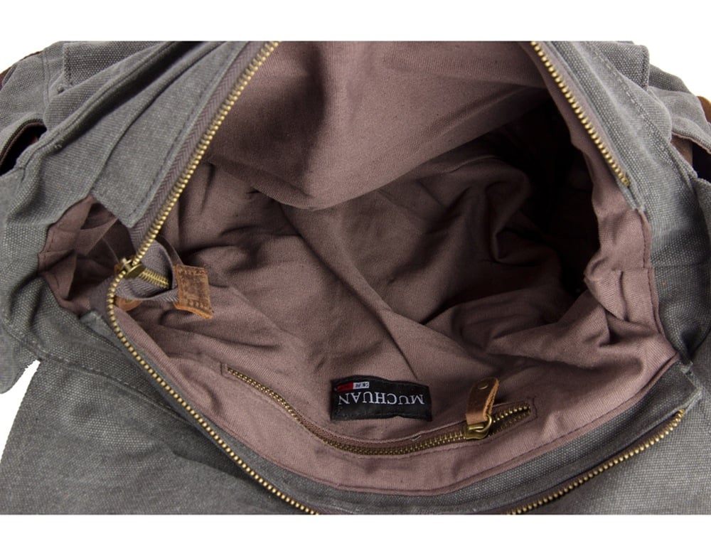 Canvas Leather Messenger Bag Crossbody Bag Shoulder Bag Laptop Bag 2138K