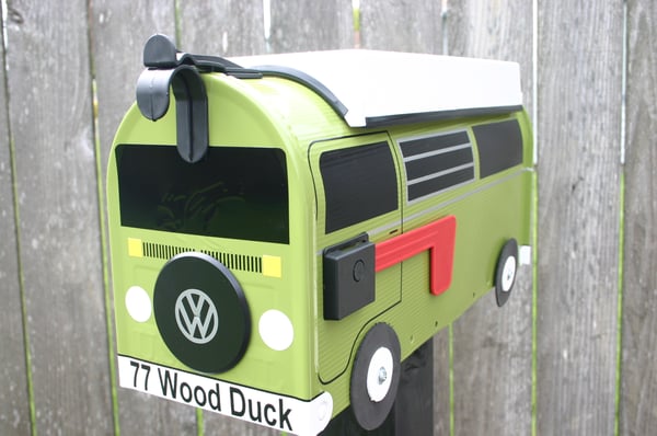 Image of Eden Green Bay Window Volkswagen Camper Bus Mailbox by TheBusBox - Choose your color VW