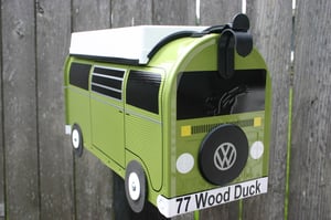 Image of Eden Green Bay Window Volkswagen Camper Bus Mailbox by TheBusBox - Choose your color VW