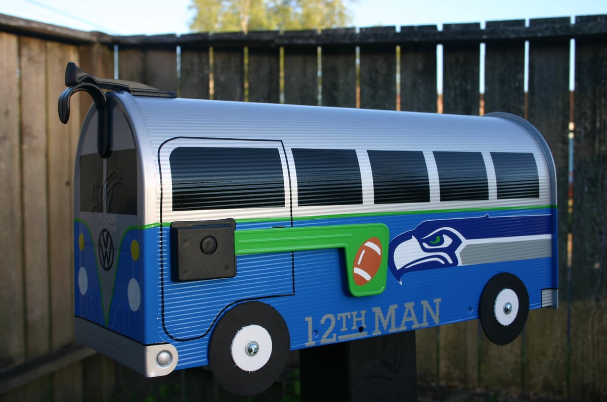 Seattle Seahawks Split Window Volkswagen Bus Mailbox by TheBusBox - VW NFL  Football