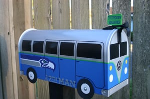 Image of Seattle Seahawks Split Window Volkswagen Bus Mailbox by TheBusBox - VW NFL Football