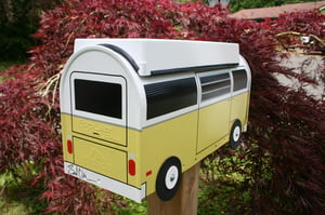 Image of Yellow Two Tone Bay Window Volkswagen Camper Bus Mailbox by TheBusBox - Choose your color VW 