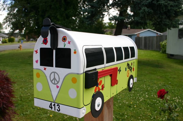 Image of Lime Green Split Window Volkswagen Hippie Bus by TheBusBox - Choose your color VW Flower Power