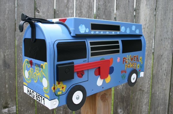 Image of Groovy Wildflower Blue Custom Painted Volkswagen Camper Bus by TheBusBox VW