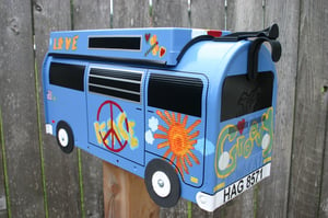 Image of Groovy Wildflower Blue Custom Painted Volkswagen Camper Bus by TheBusBox VW
