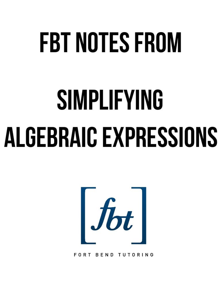 Image of Simplifying Algebraic Expressions FBT YouTube Video Notes