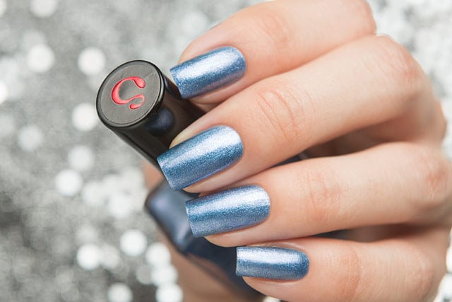 Image of ~Distant Ships~ periwinkle blue chrome w/tiny pink-violet microsparkles nail polish!