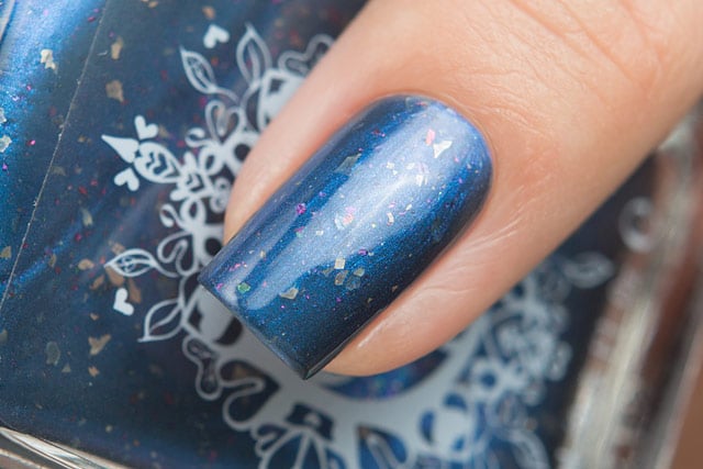 Image of ~Stars in Our Pockets~ navy blue chrome w/silver and multichrome flakes Spell nail polish!