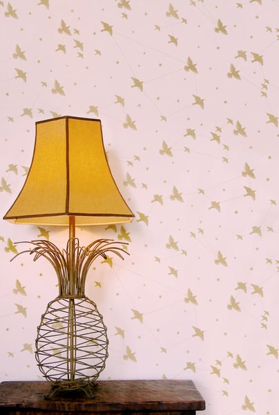Image of Star-ling Wallpaper - Rose-Marais & Gold