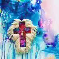 Image 2 of Jewels of the Sea Cross - Pink/Blue/Aqua/Orange