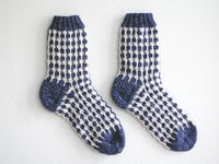 Organic white dots blue socks