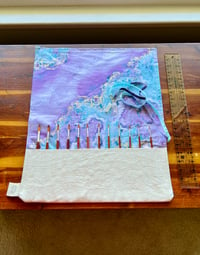 Image 5 of Handmade Canvas Brush Holder Amethyst Geode Print with Lemurian Crystals