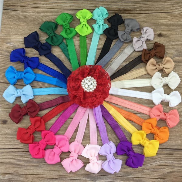 Image of Dainty Ribbon Bow Headbands- 26 colors