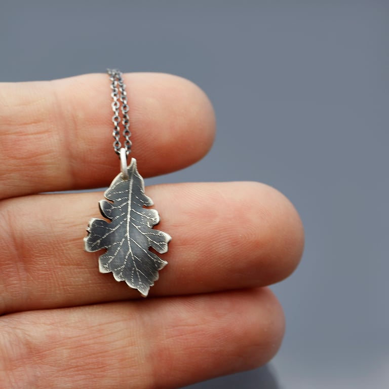 Small Bur Oak Leaf Necklace Image 2