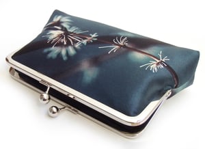 Image of Silver twigs, printed silk clutch purse + chain handle