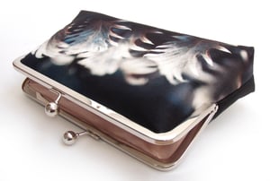 Image of Silver leaves, silk clutch bag with optional chain handle