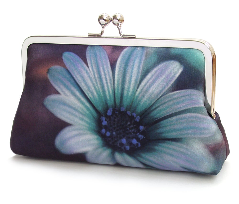 Image of Blue Daisy clutch bag