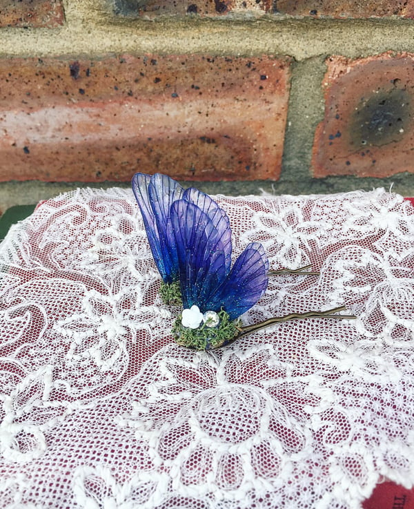 Image of Pair of magical deep purple rainbow hair slides