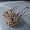 Fiery Lace Copper Filigree Earrings - Turquoise