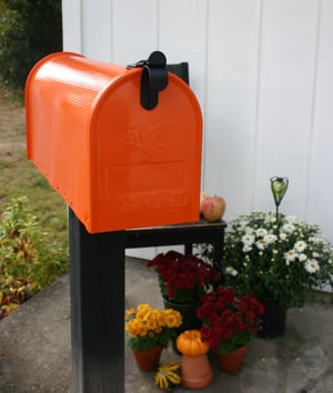 Image of Real Orange Painted Mailbox by TheBusBox - Choose Your Color Housewarming Gift Christmas Halloween