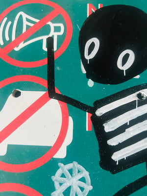 Image of ‘No loud music / let’s go’ reclaimed sign 