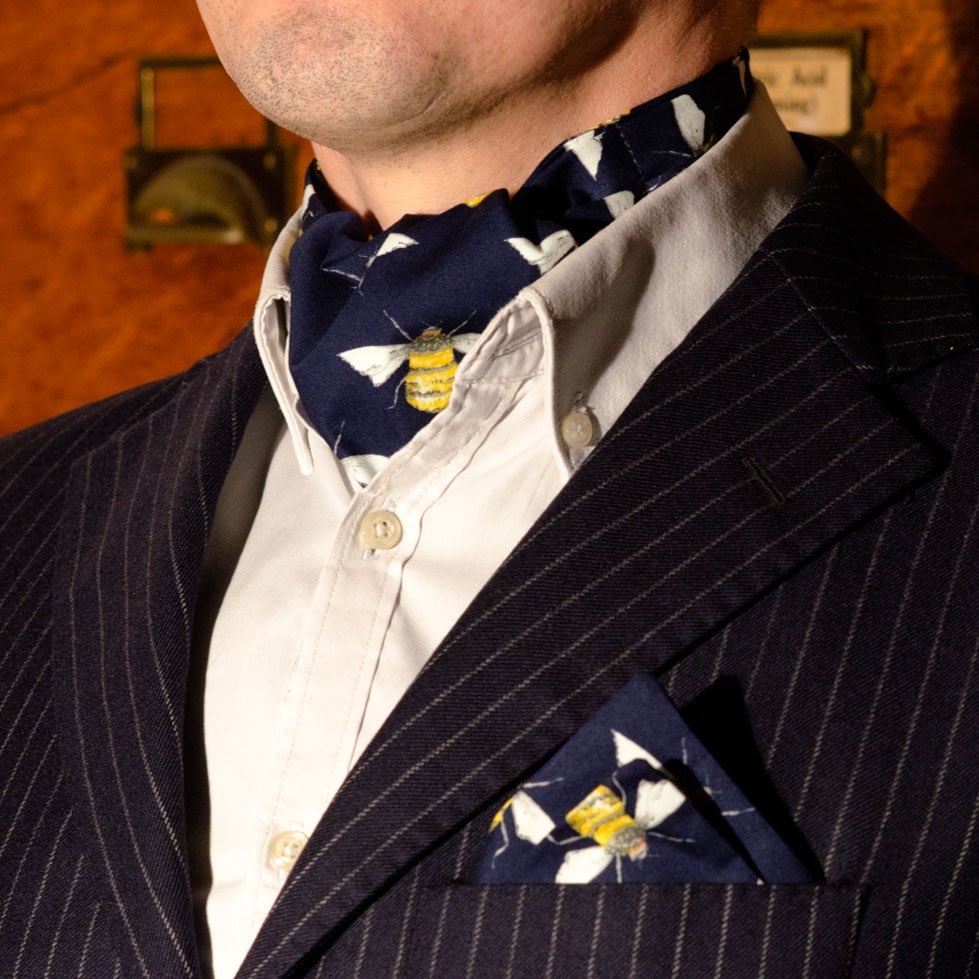 Image of Gents Bee print Cravat and Pocket Square