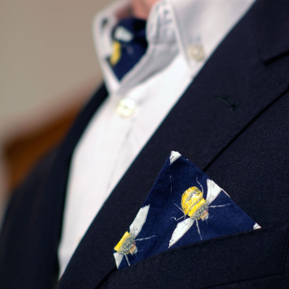 Image of Gents Bee print Cravat and Pocket Square