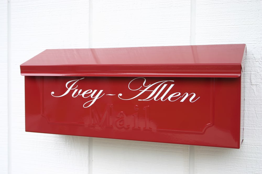 Image of Colonial Red Painted Mailbox by TheBusBox - Choose your color Porch Box Wall Mounted